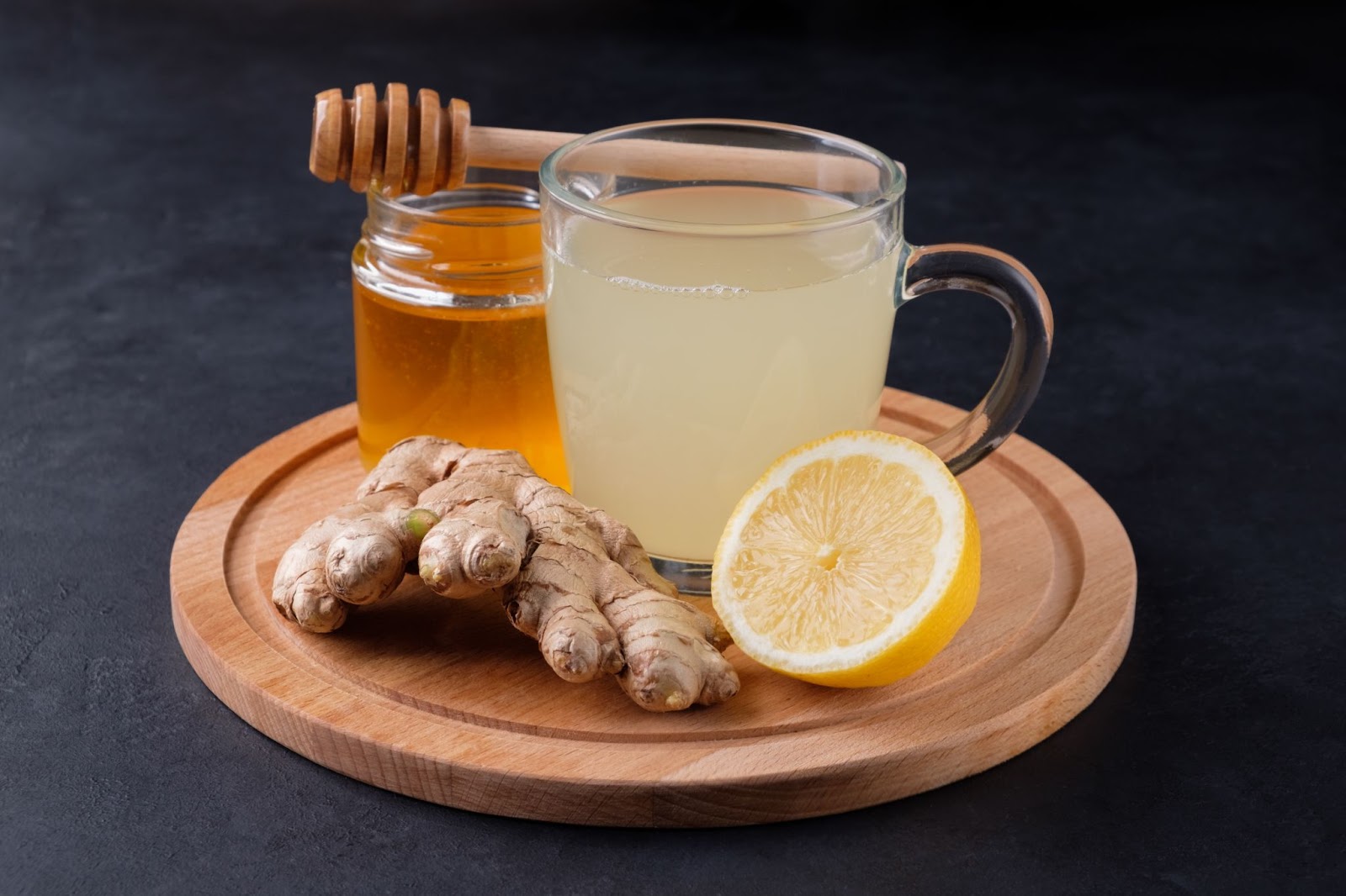 Hot water with lemon, ginger and honey